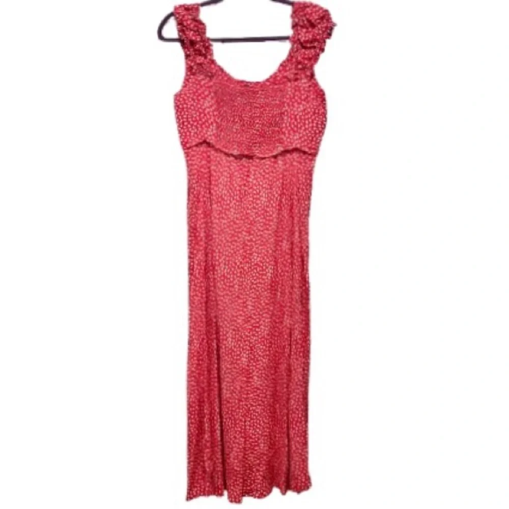 🆕 - GAP Crepe Sweetheart Red Floral Print Maxi Dress. Size: Large - Picture 6 of 9